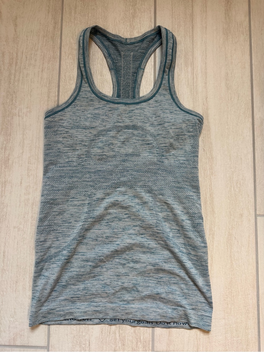 lululemon Heathered Gray Sports Bra with Teal Trim - Picture 3 of 3